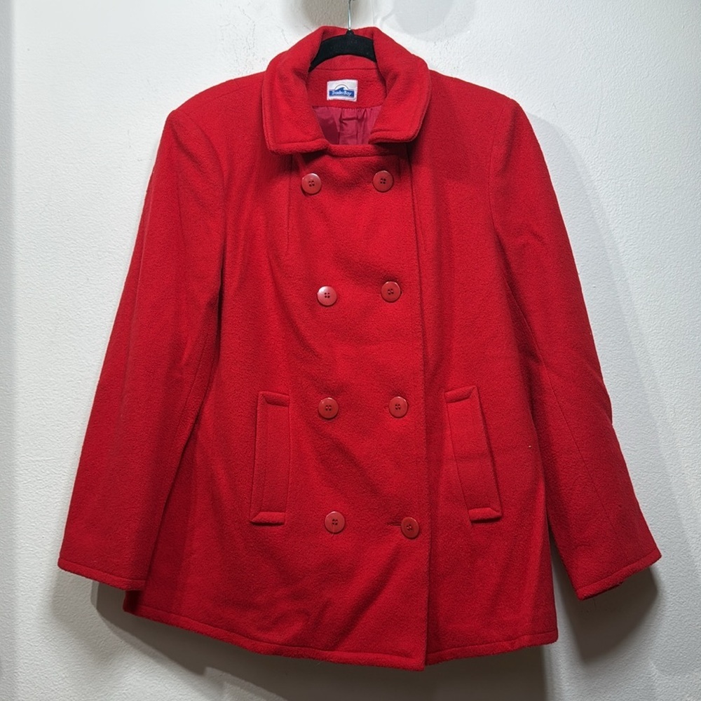 (N5) Vintage Trader Bay Red Wool Coat, Size 10 Pe… - image 2